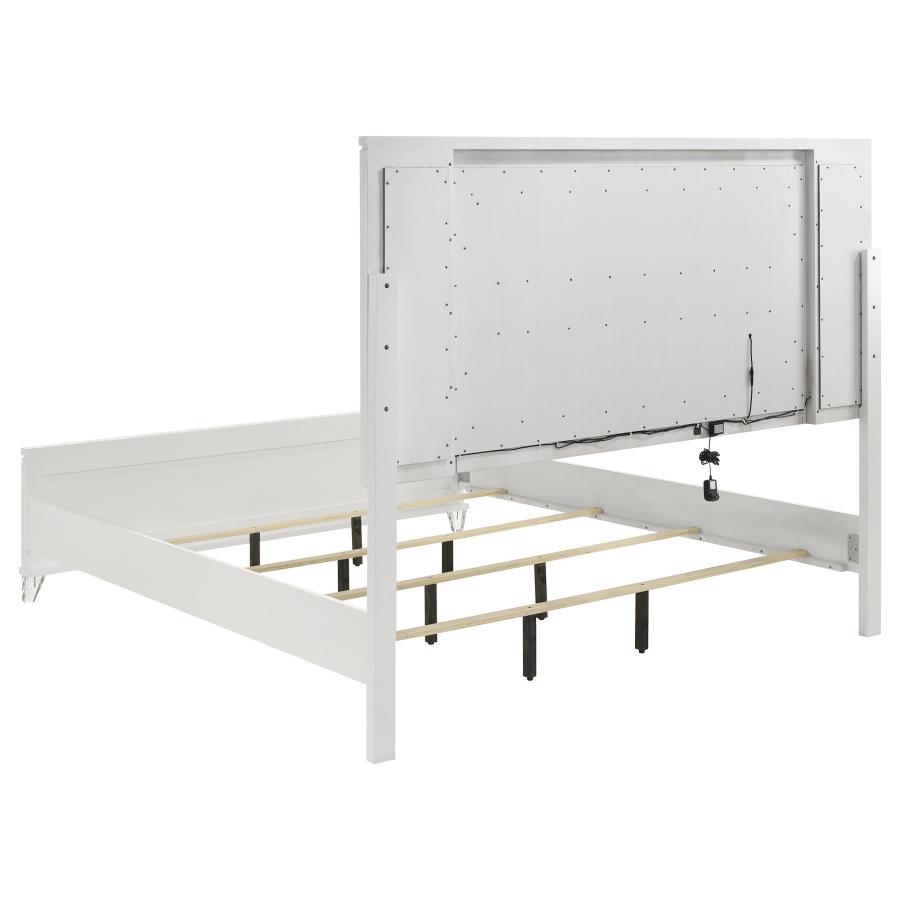 Marmore 64-inch Eastern King Panel Bed LED Headboard White view 5