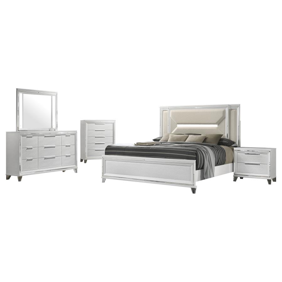 Marmore 5-piece Queen Bedroom Set White view 2