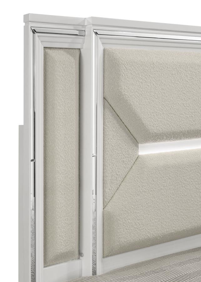 Marmore 64-inch Queen Panel Bed LED Headboard White view 5