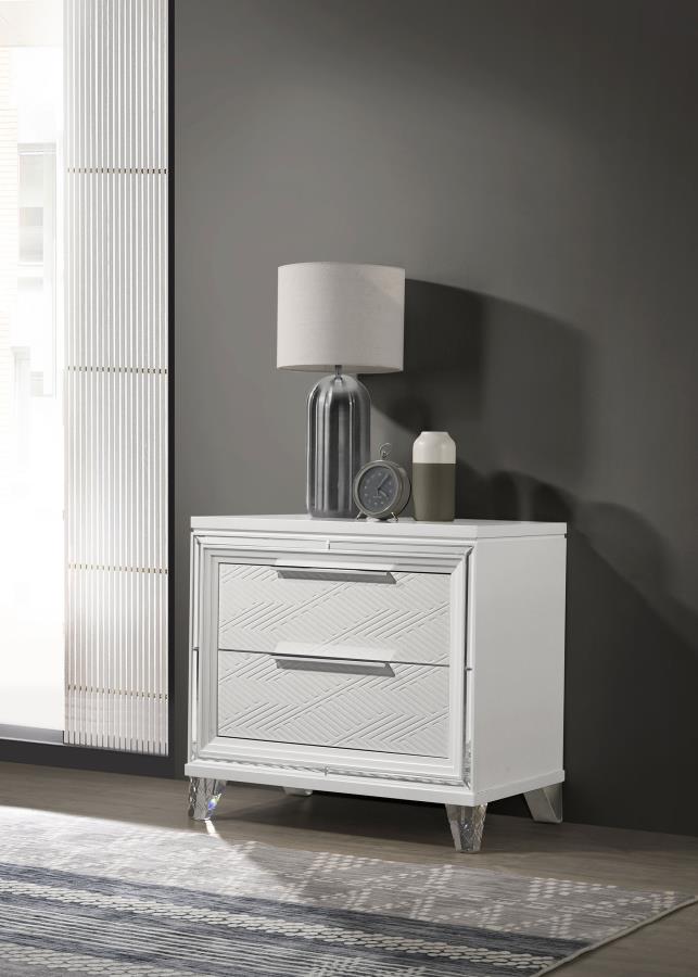 Marmore 2-drawer Nightstand Bedside Table White view 2