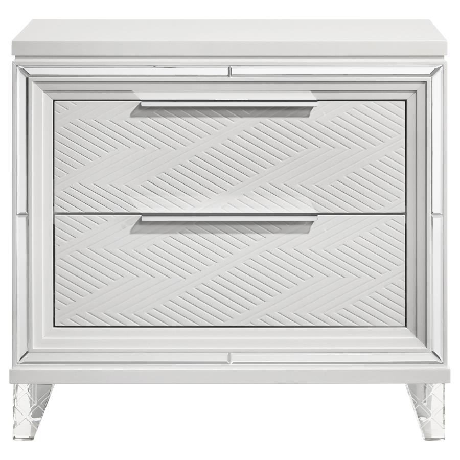 Marmore 2-drawer Nightstand Bedside Table White view 3