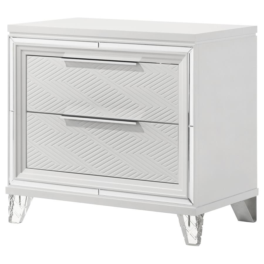 Marmore 2-drawer Nightstand Bedside Table White view 4