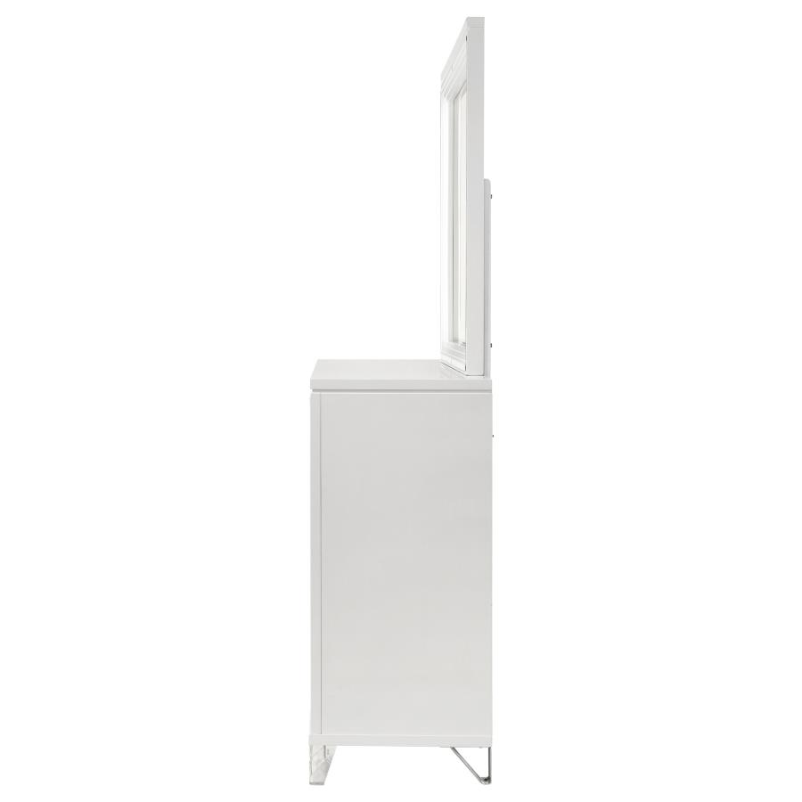 Marmore 9-drawer Dresser and LED Mirror White view 5