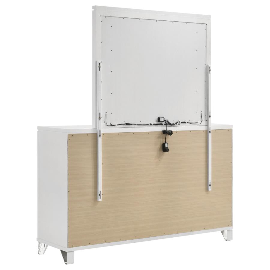 Marmore 9-drawer Dresser and LED Mirror White view 6