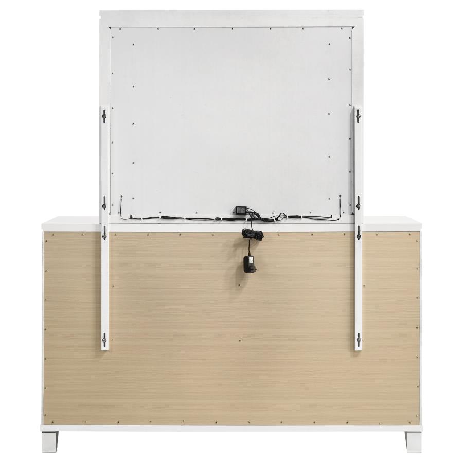 Marmore 9-drawer Dresser and LED Mirror White view 7
