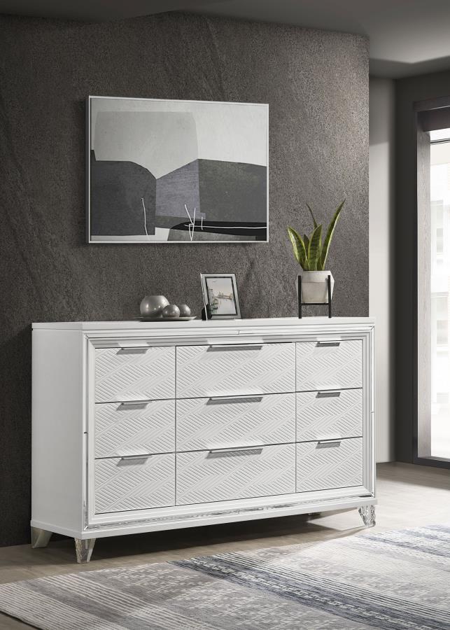 Marmore 9-drawer Dresser Cabinet White view 2