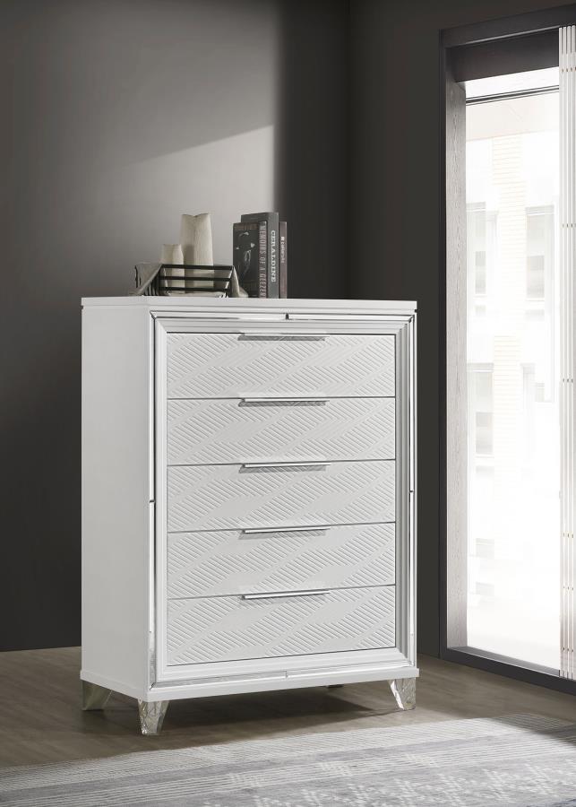 Marmore 5-drawer Bedroom Chest of Drawers White view 2
