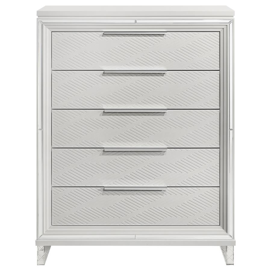 Marmore 5-drawer Bedroom Chest of Drawers White view 3