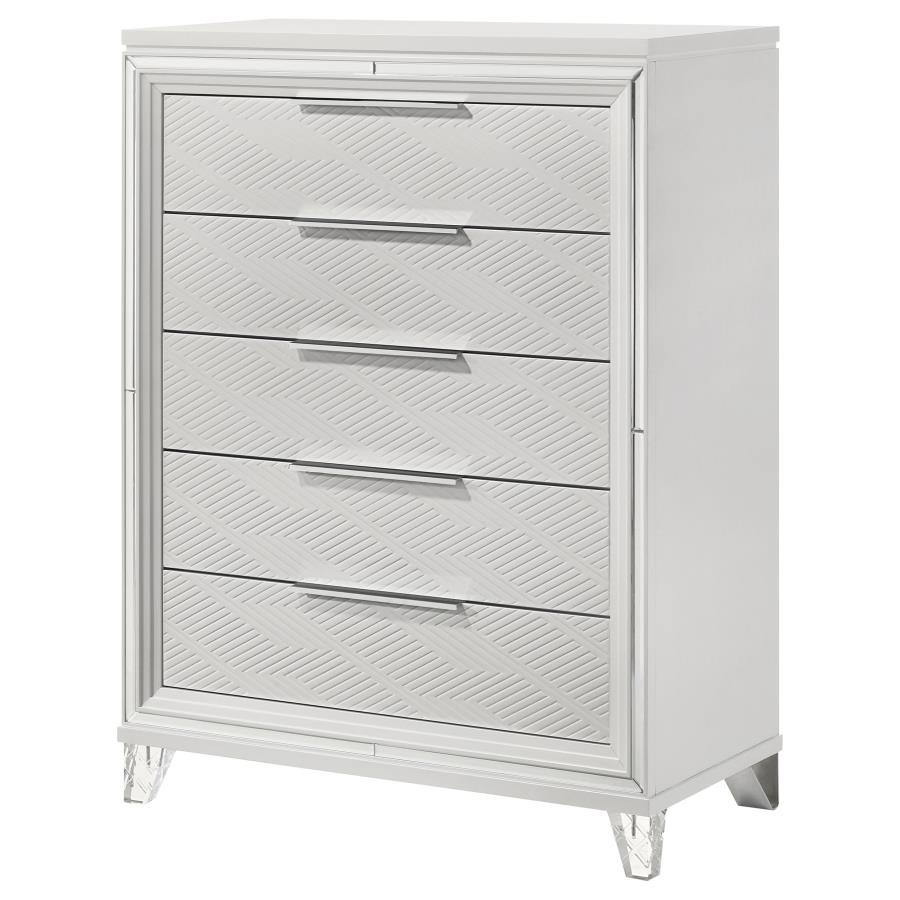 Marmore 5-drawer Bedroom Chest of Drawers White view 4