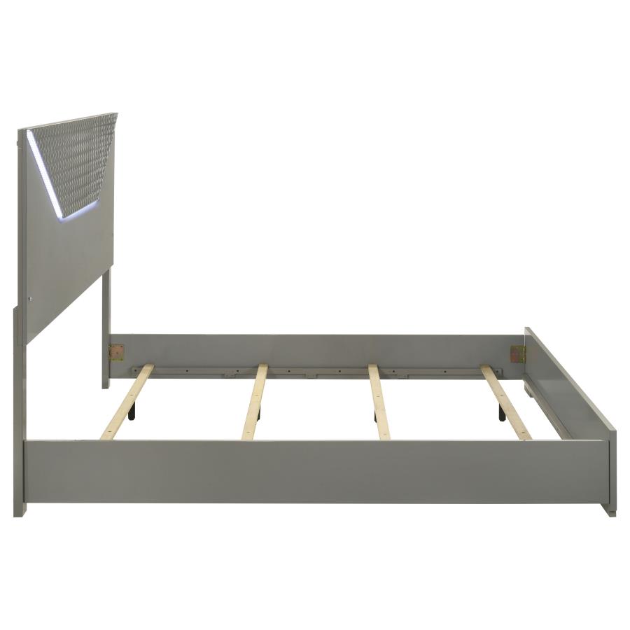 Ives Eastern King Panel Bed LED Headboard Grey High Gloss view 6