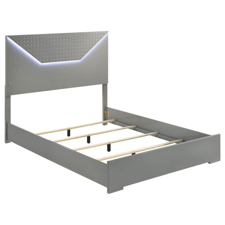 Ives 5-piece Queen Bedroom Set Grey High Gloss view 3