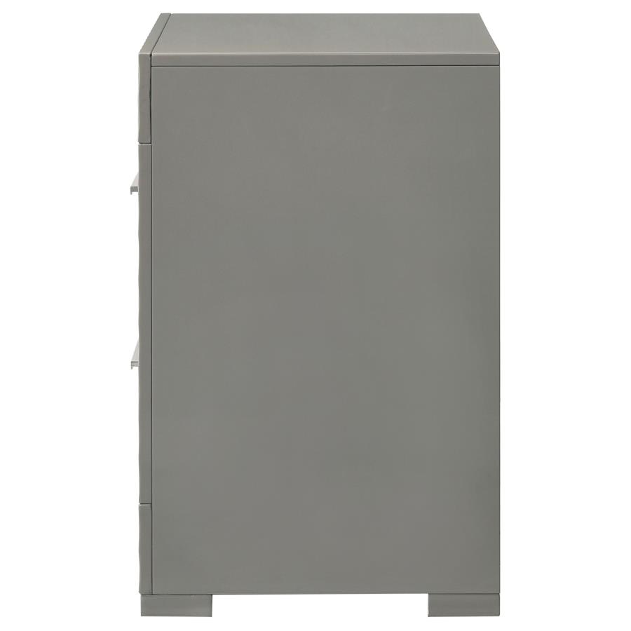 Ives 2-drawer Nightstand Bedside Table Grey High Gloss view 5