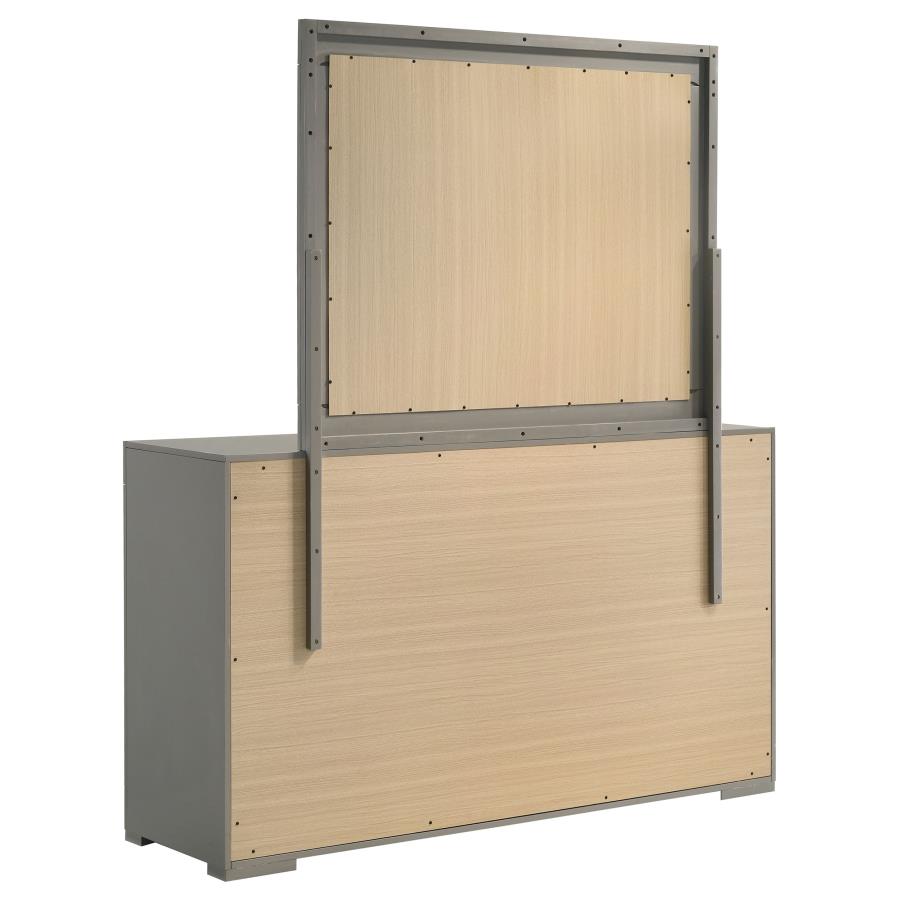 Ives 6-drawer Dresser and Mirror Grey High Gloss view 6
