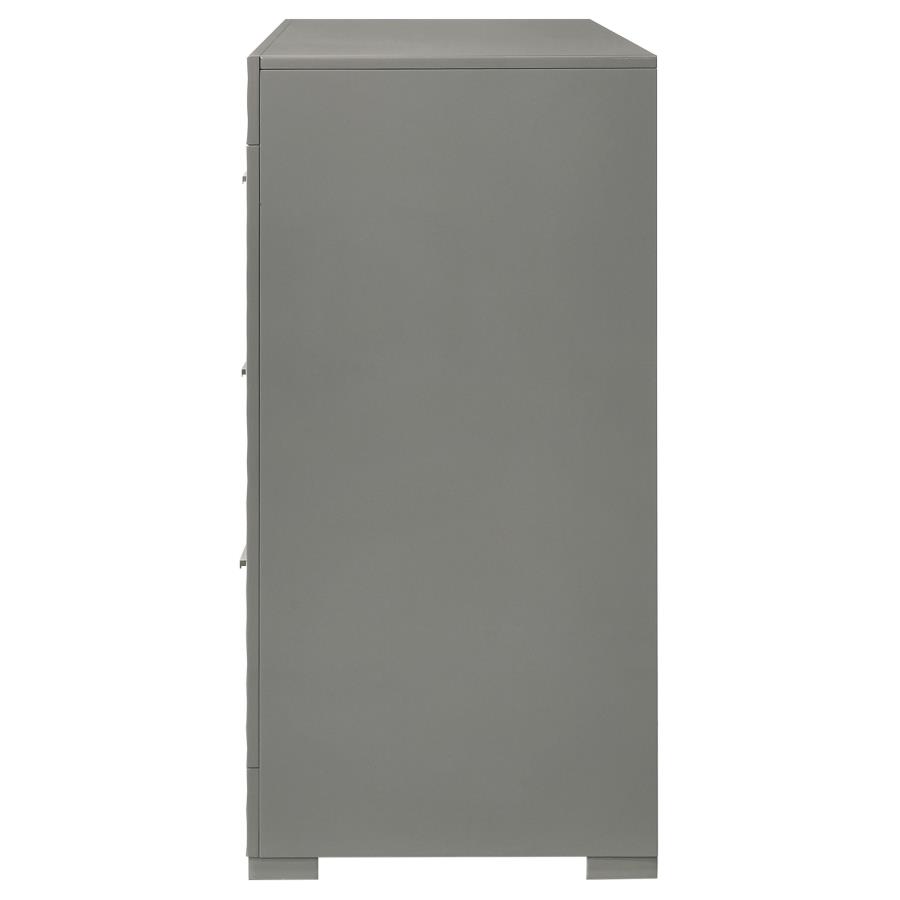 Ives 6-drawer Dresser Cabinet Grey High Gloss view 5