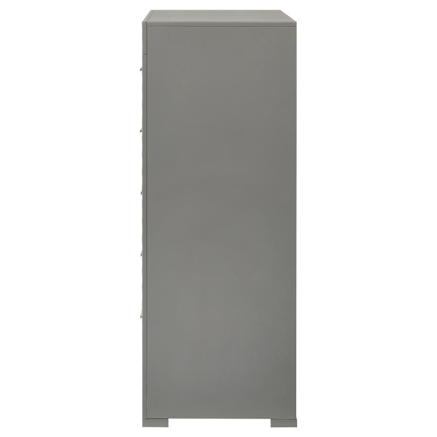 Ives 5-drawer Bedroom Chest of Drawers Grey High Gloss view 5