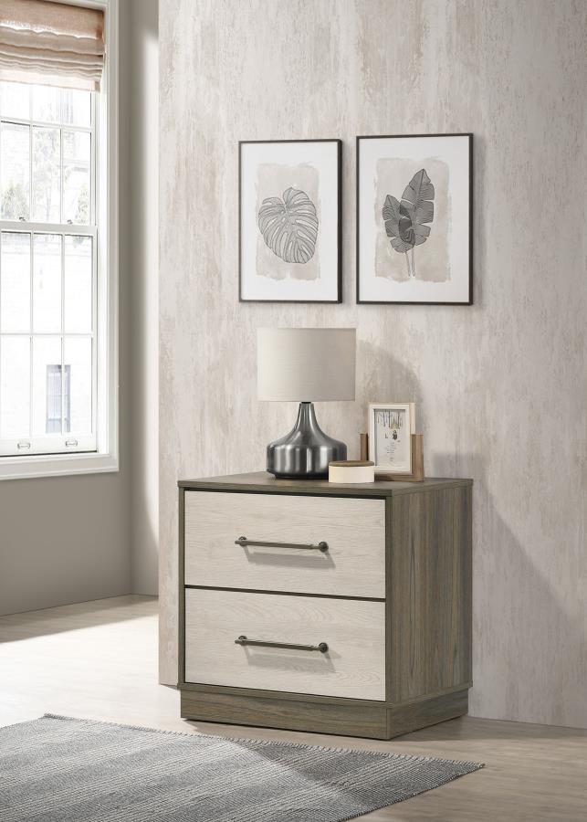 Fenwick 2-drawer Nightstand Bedside Table Grey Oak view 2