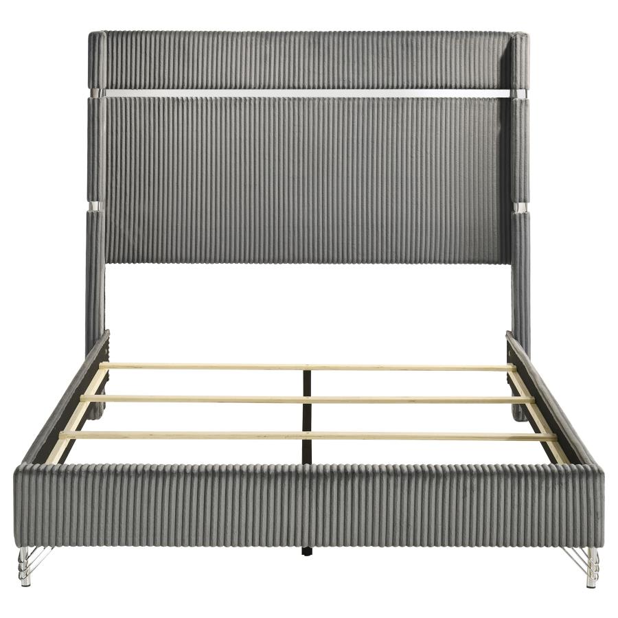 Lucia 61-inch Upholstered Queen Wingback Bed Grey view 4