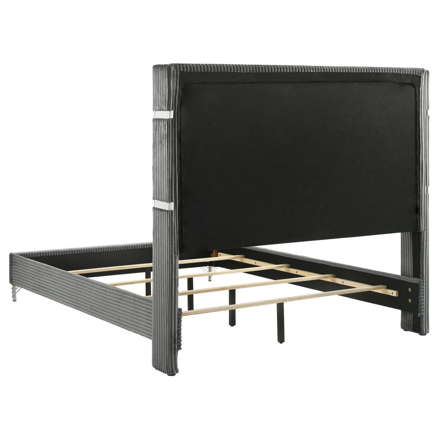 Lucia 61-inch Upholstered Queen Wingback Bed Grey view 5