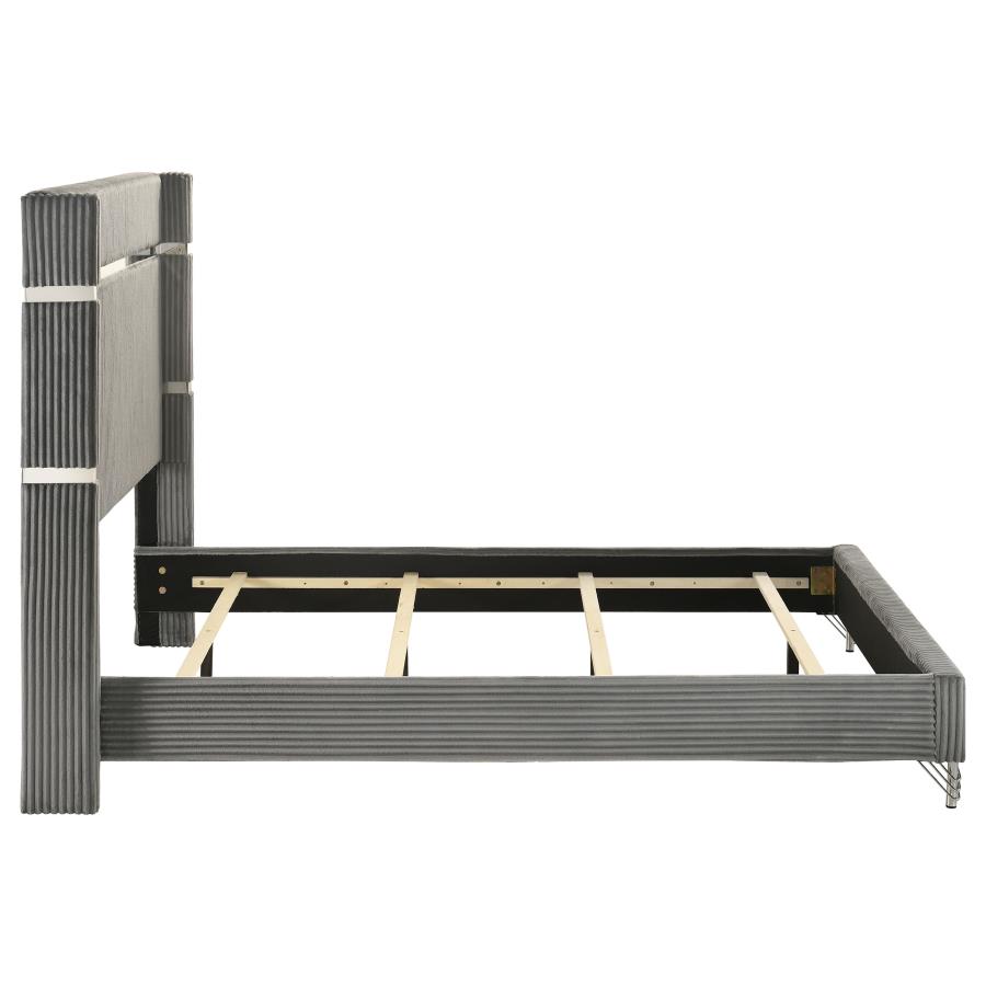Lucia 61-inch Upholstered Queen Wingback Bed Grey view 6