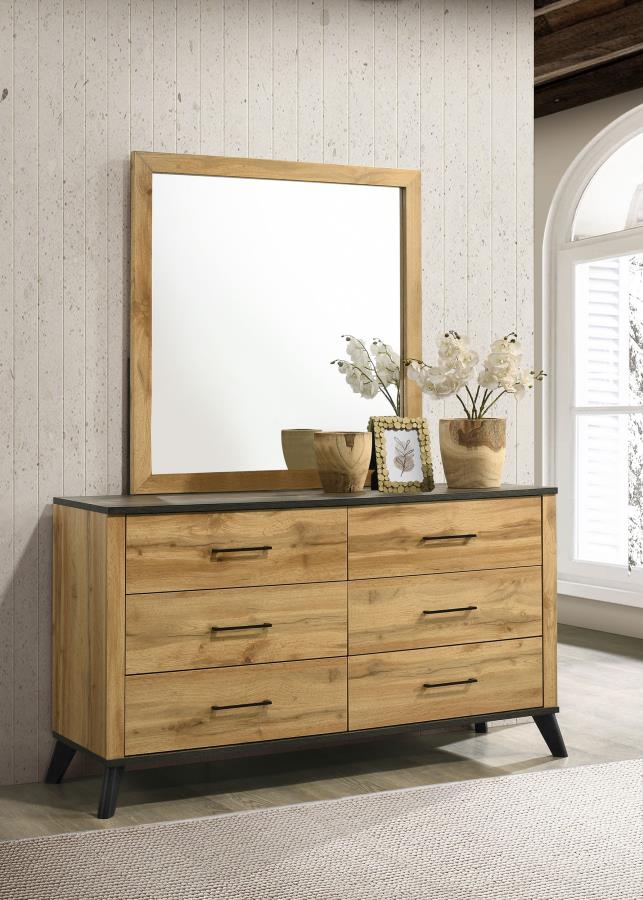 Kaywood 6-drawer Dresser and Mirror Natural Pine view 2