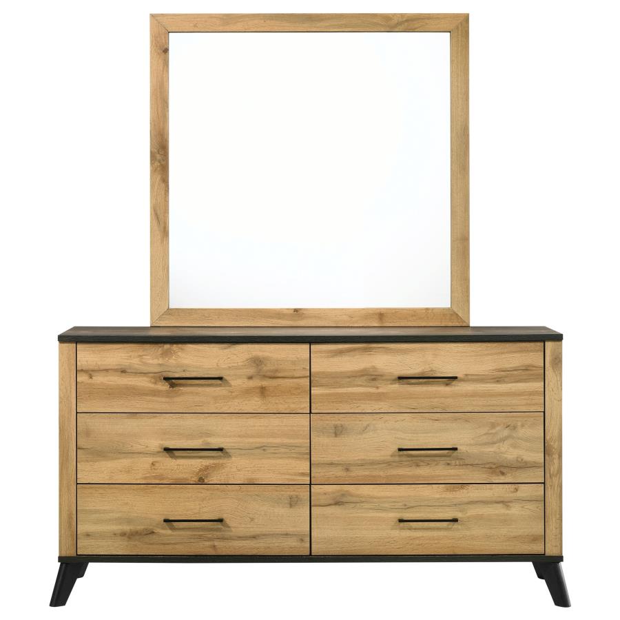 Kaywood 6-drawer Dresser and Mirror Natural Pine view 3