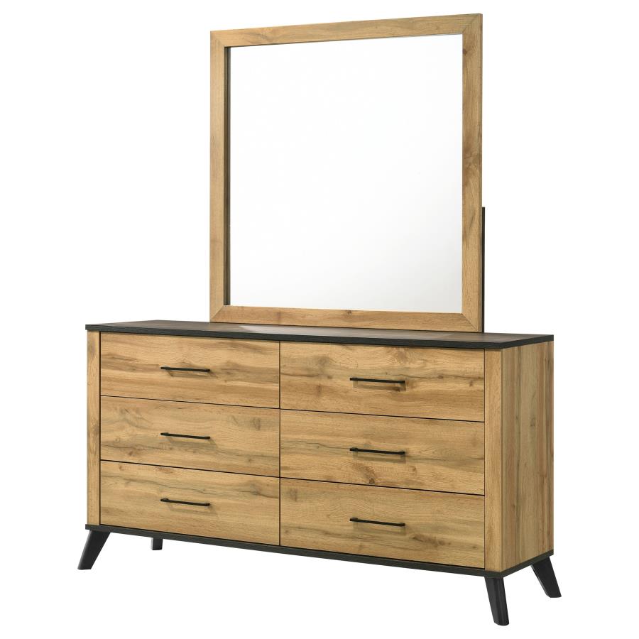 Kaywood 6-drawer Dresser and Mirror Natural Pine view 4