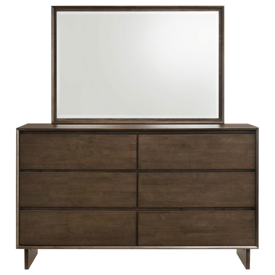 Glenwood 6-drawer Dresser and Mirror Warm Brown view 3