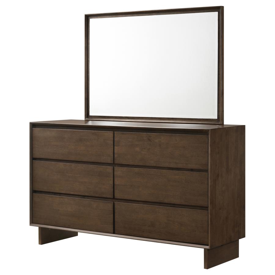 Glenwood 6-drawer Dresser and Mirror Warm Brown view 4