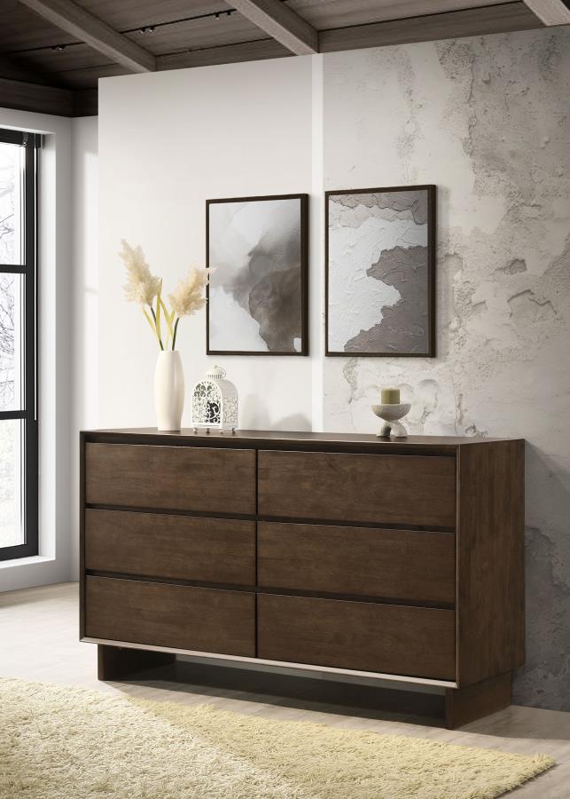 Glenwood 6-drawer Dresser Cabinet Warm Brown view 2