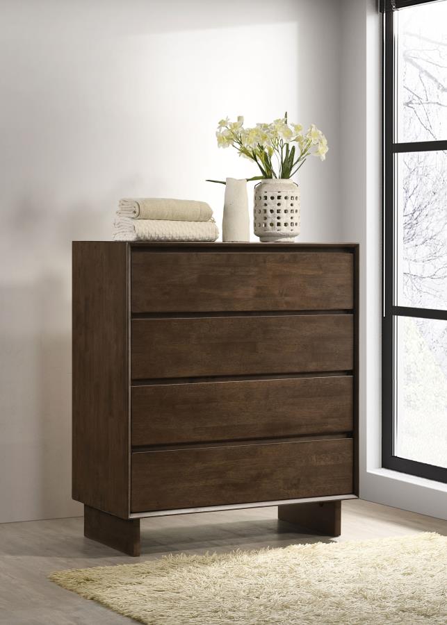 Glenwood 4-drawer Chest of Drawers Warm Brown view 2