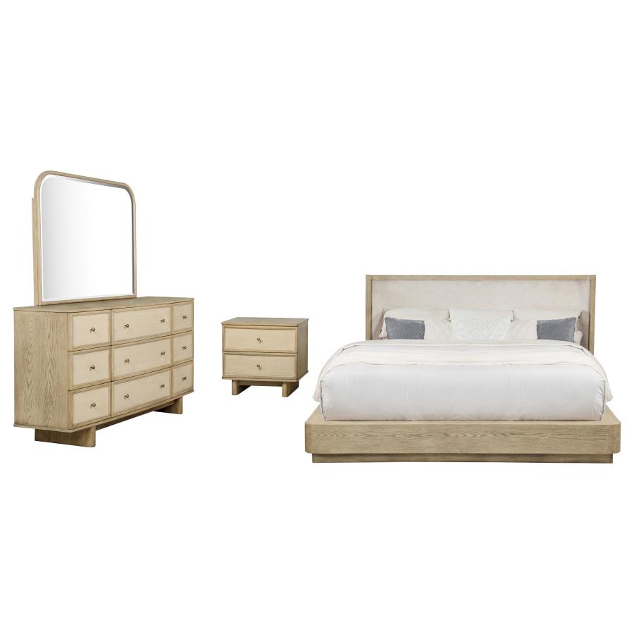 Kailani 4-piece Eastern King Bedroom Set Beige Oak view 2