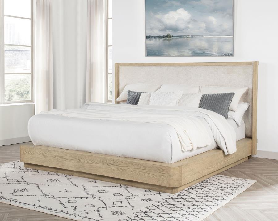Kailani 52-inch Queen Wingback Bed Beige Oak view 2
