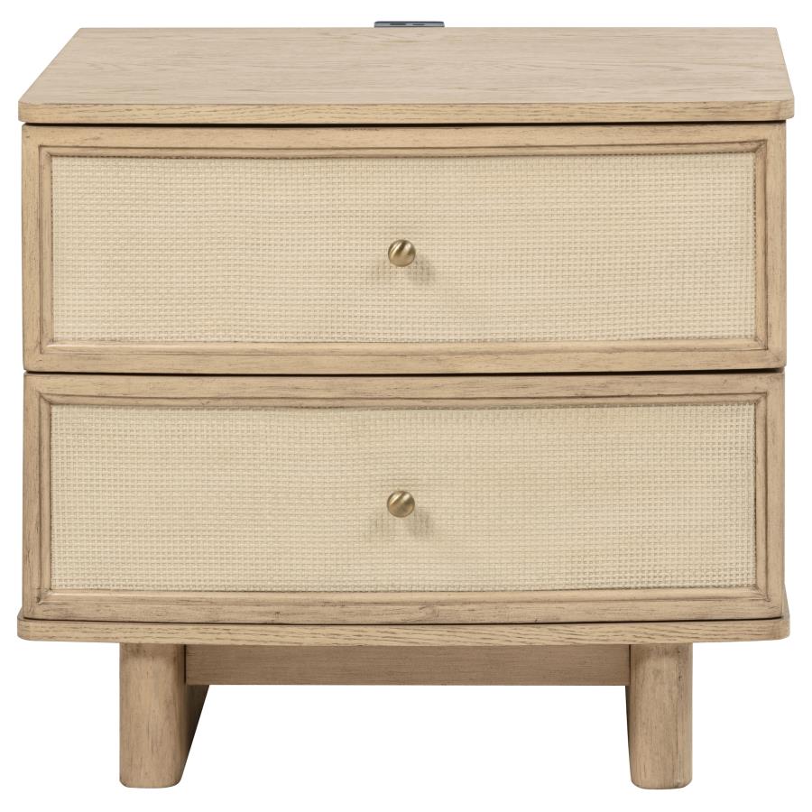 Kailani 2-drawer Nightstand Bedside Table Beige Oak view 3
