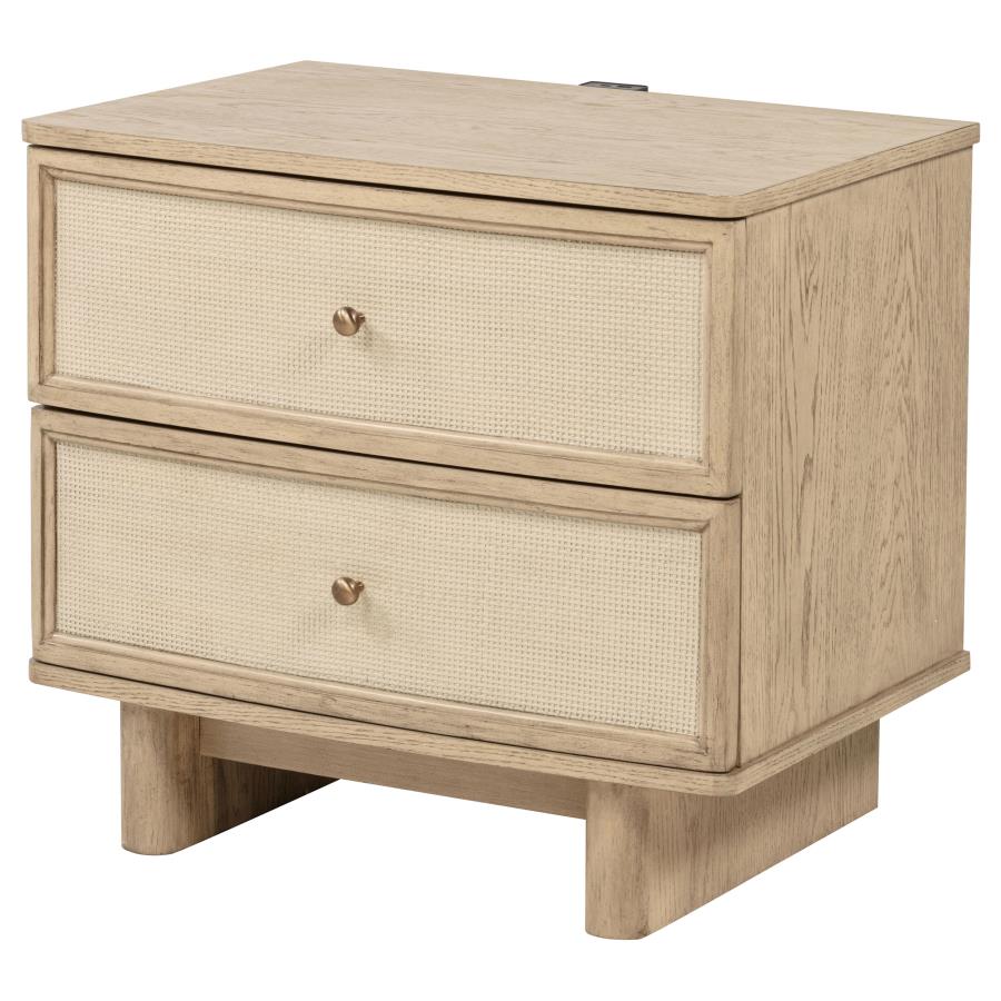 Kailani 2-drawer Nightstand Bedside Table Beige Oak view 4