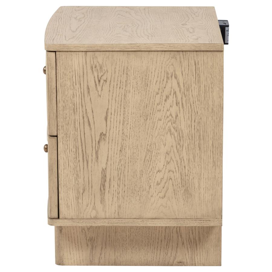 Kailani 2-drawer Nightstand Bedside Table Beige Oak view 5