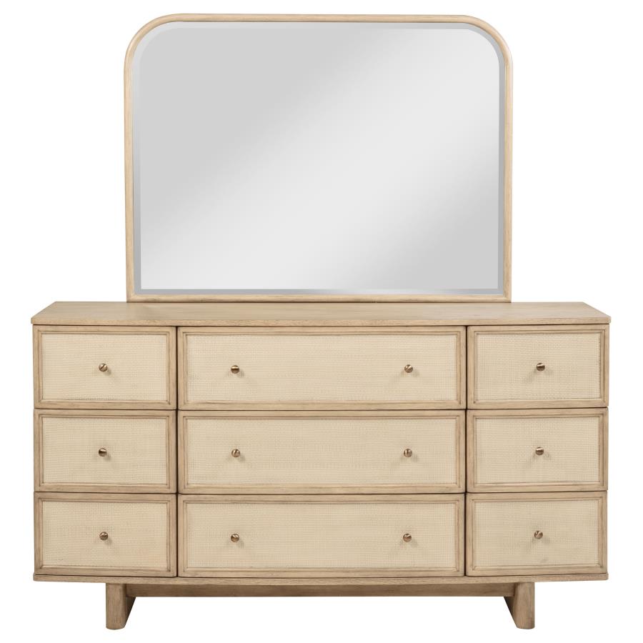 Kailani 9-drawer Dresser and Mirror Beige Oak view 3