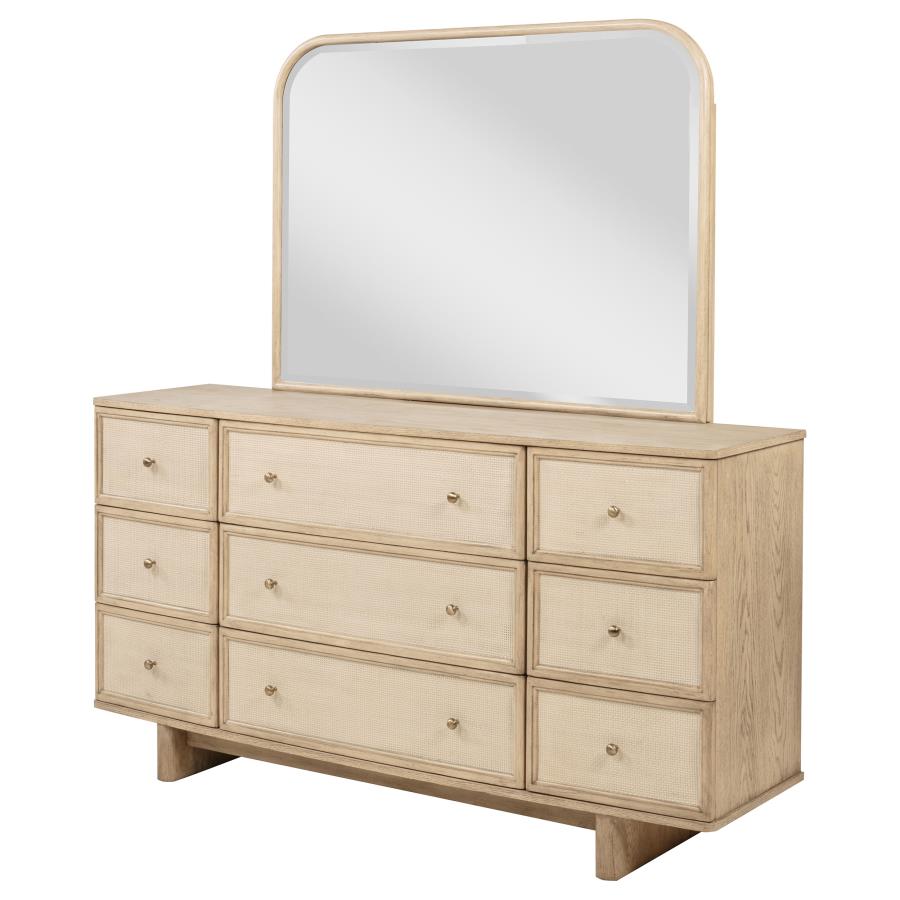 Kailani 9-drawer Dresser and Mirror Beige Oak view 4