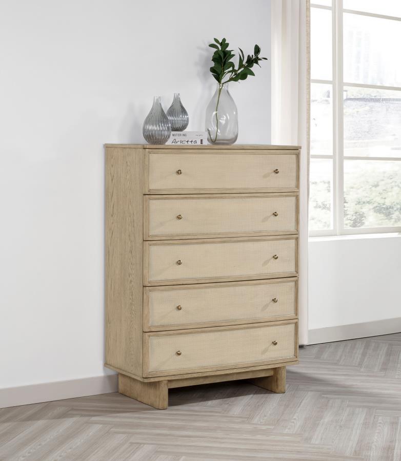 Kailani 5-drawer Bedroom Chest of Drawers Beige Oak view 2