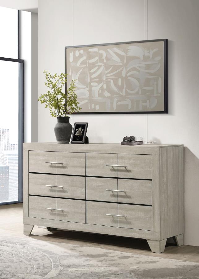 Trenton 6-drawer Bedroom Dresser Rustic Cream view 2