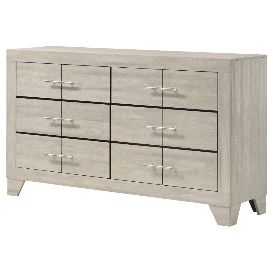 Trenton 6-drawer Bedroom Dresser Rustic Cream view 4
