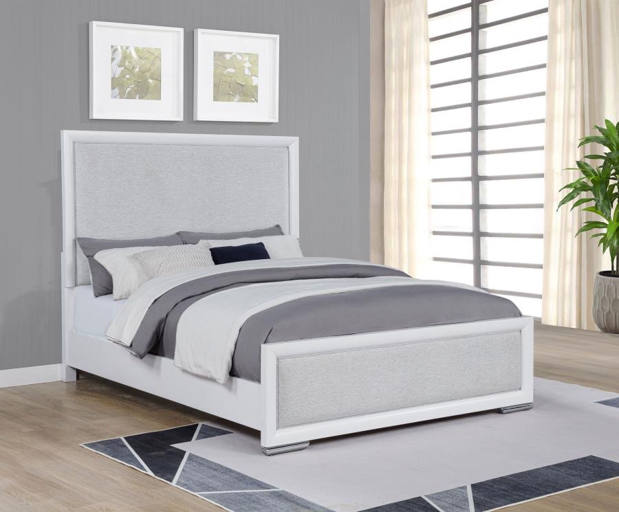 Gracemont 57-inch Queen Panel Bed Grey and White view 2