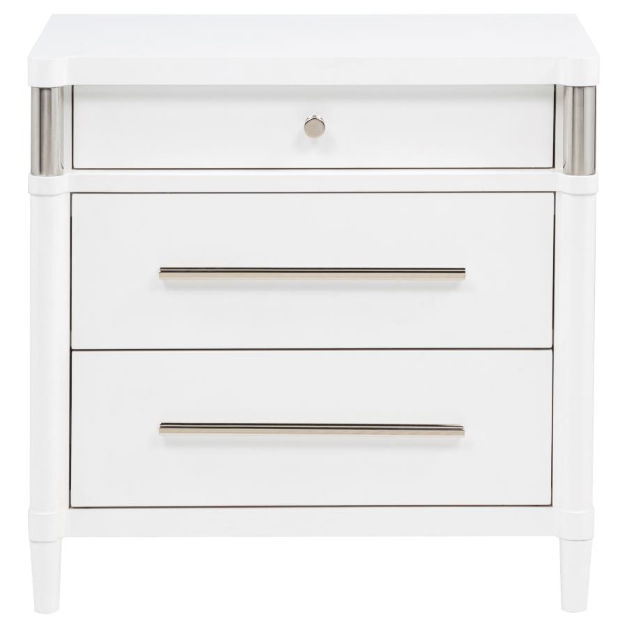 Gracemont 3-drawer Bedroom Nightstand Bedside Table White view 3