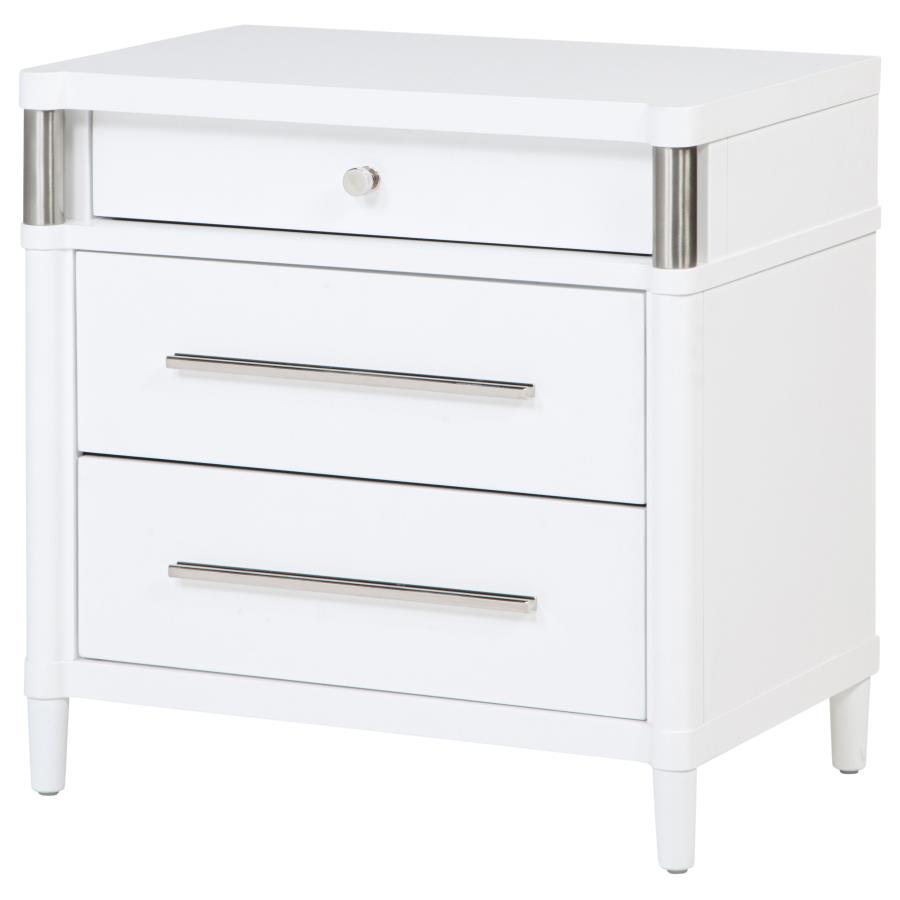 Gracemont 3-drawer Bedroom Nightstand Bedside Table White view 4