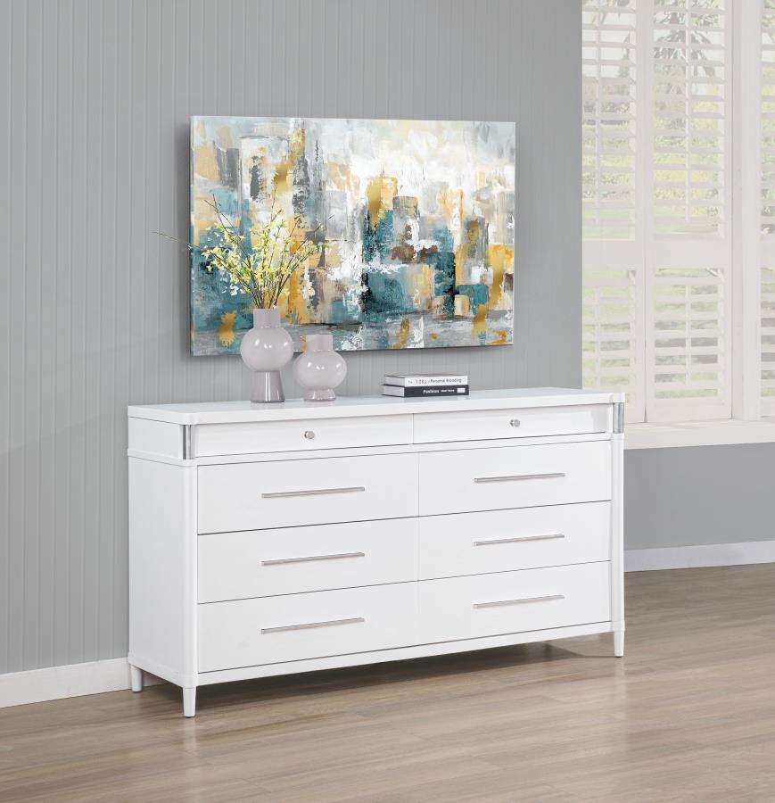Gracemont 8-drawer Bedroom Dresser Cabinet White view 2