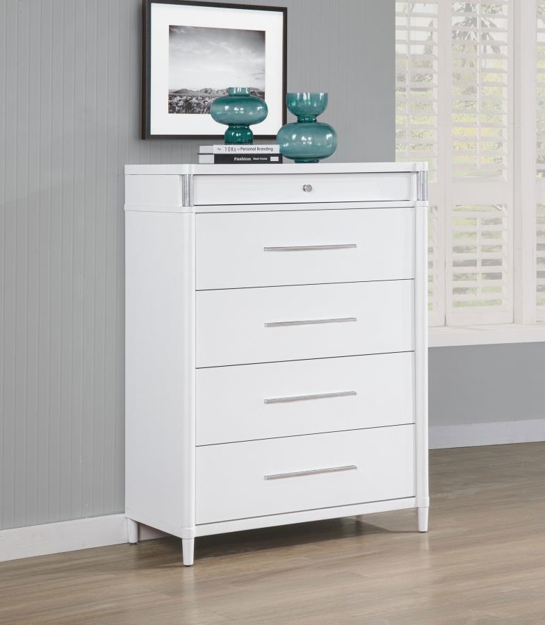 Gracemont 5-drawer Bedroom Chest of Drawers White view 2