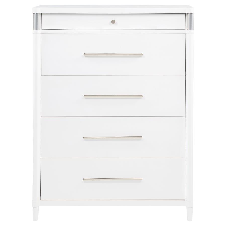 Gracemont 5-drawer Bedroom Chest of Drawers White view 3