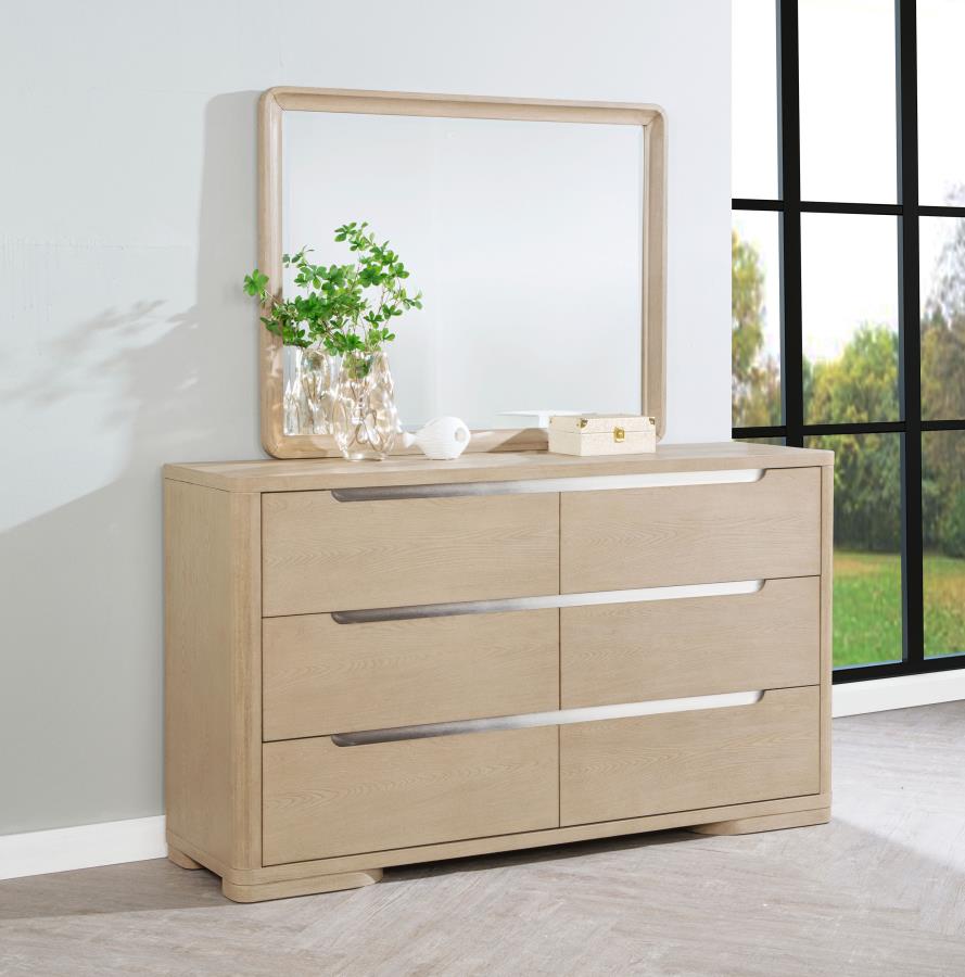 Ladera 6-drawer Bedroom Dresser and Mirror Light Elm view 2