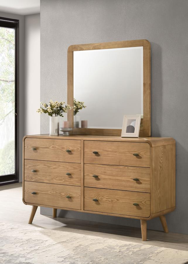 Robyn 6-drawer Bedroom Dresser and Mirror Light Ash view 2