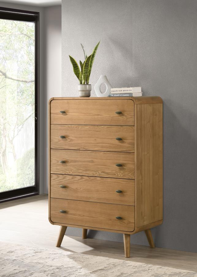 Robyn 5-drawer Bedroom Chest of Drawers Light Ash view 2