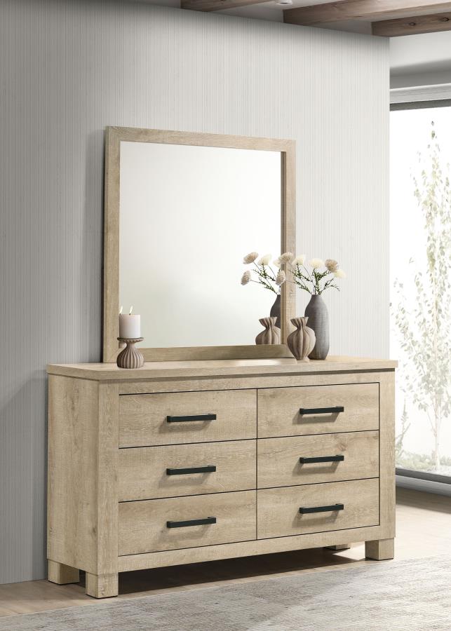 Oakglen 6-drawer Bedroom Dresser and Mirror Weathered Oak view 2